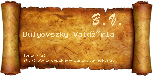 Bulyovszky Valéria névjegykártya